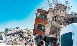 Un edificio de Kahramanmaraş, Turquía, destruido por el terremoto.