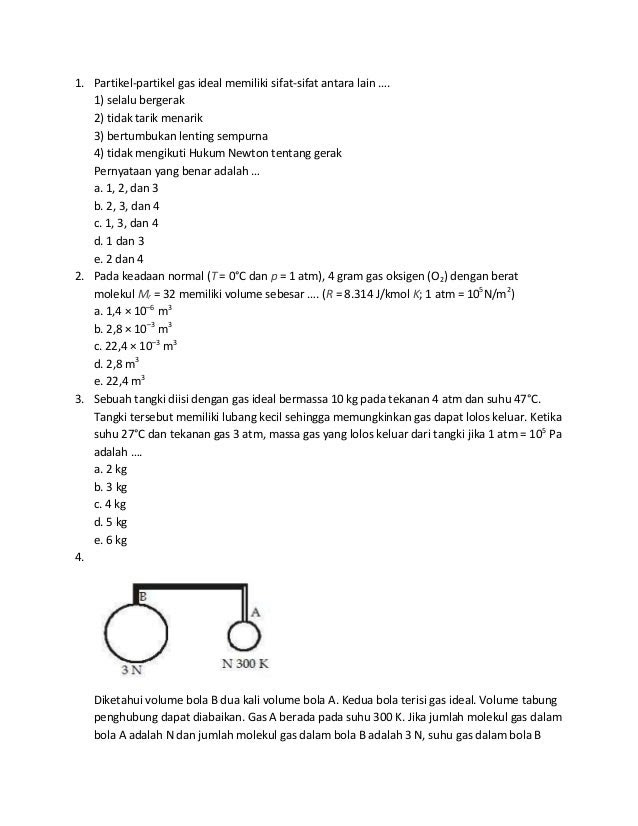Kumpulan soal pilihan ganda teori kinetik gas fisika 