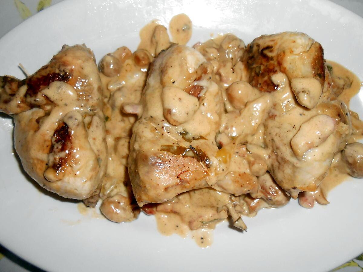 Cette cocotte de chou rouge et cailles est délicieuse avec de la purée de pommes. Recette De Cailles Aux Champignons Lardons