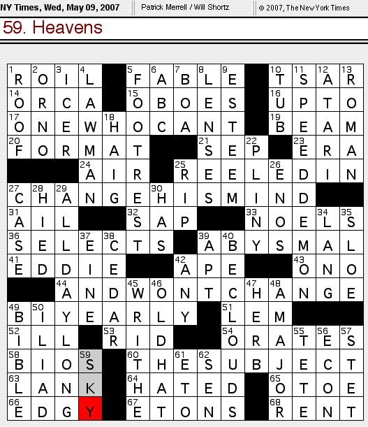 Rex Parker Does the NYT Crossword Puzzle: WEDNESDAY, May 9 ...