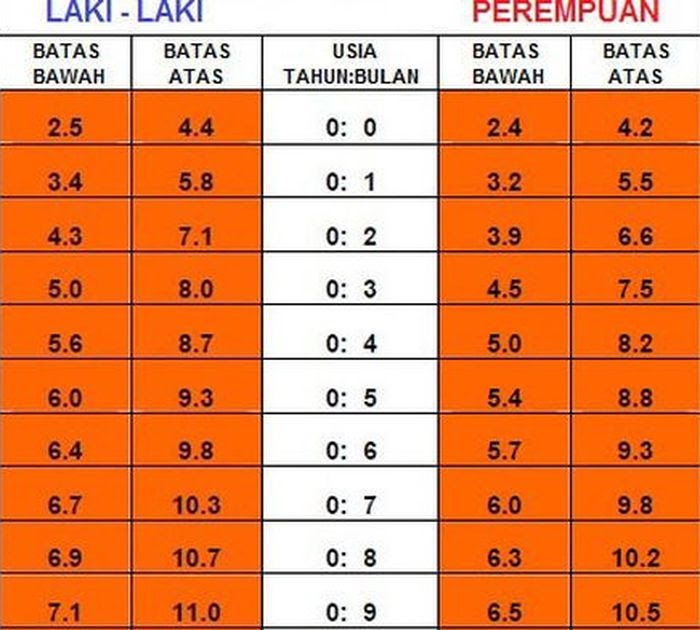 Berat Badan  Anak Laki Laki Usia  3 Tahun  Berbagai Tahun 