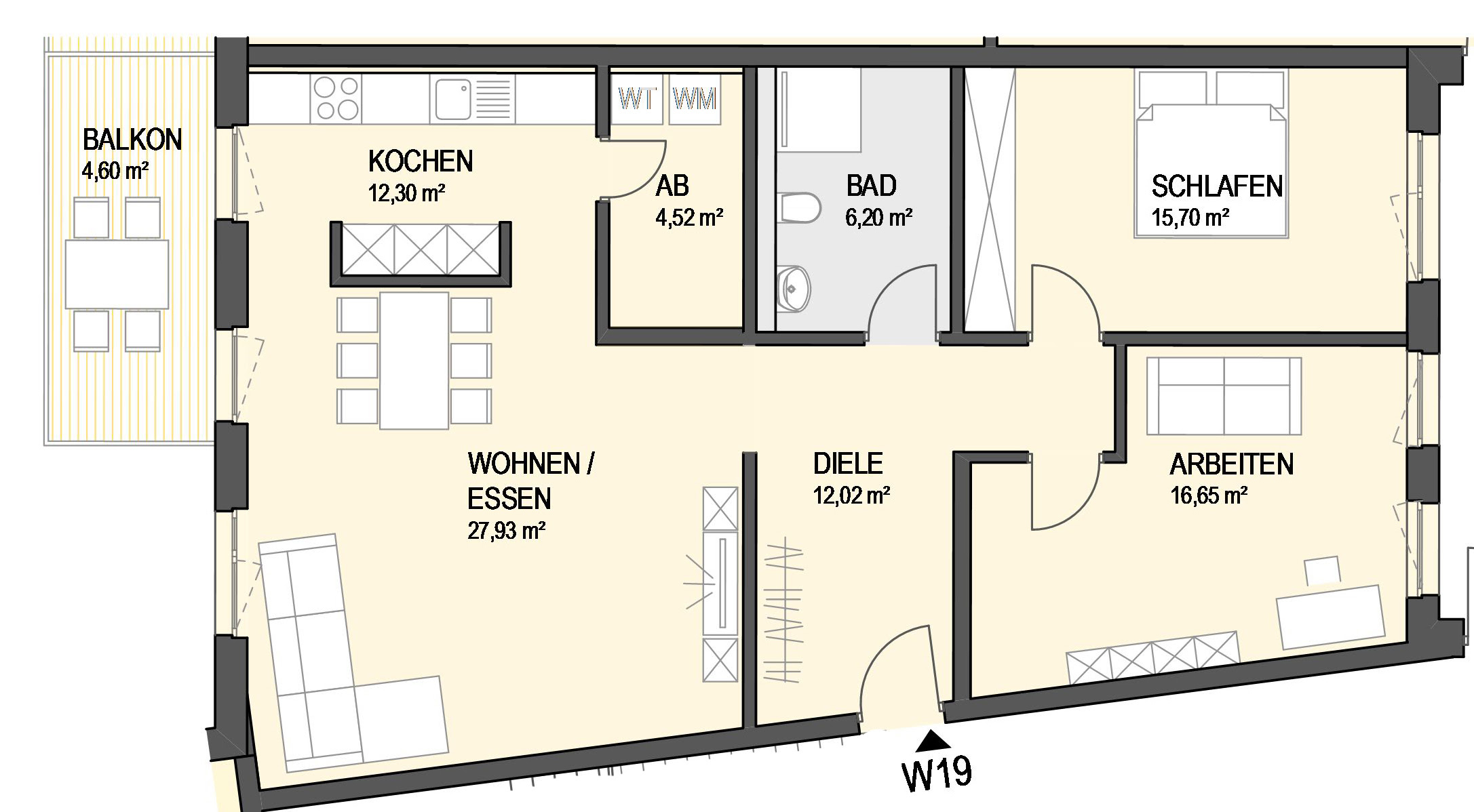41+ schlau Bilder Grundriss 3 Zimmer Wohnung / Grundrisse - Koche 58 m